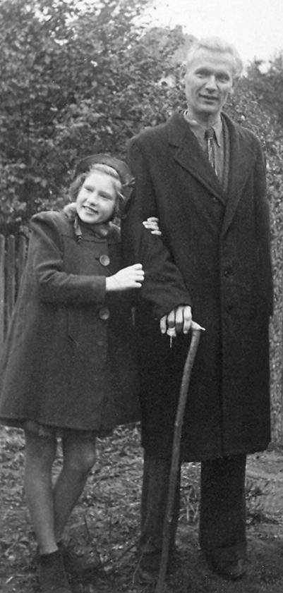 Author Felicia Prekeris Brown with her father, 1947.
