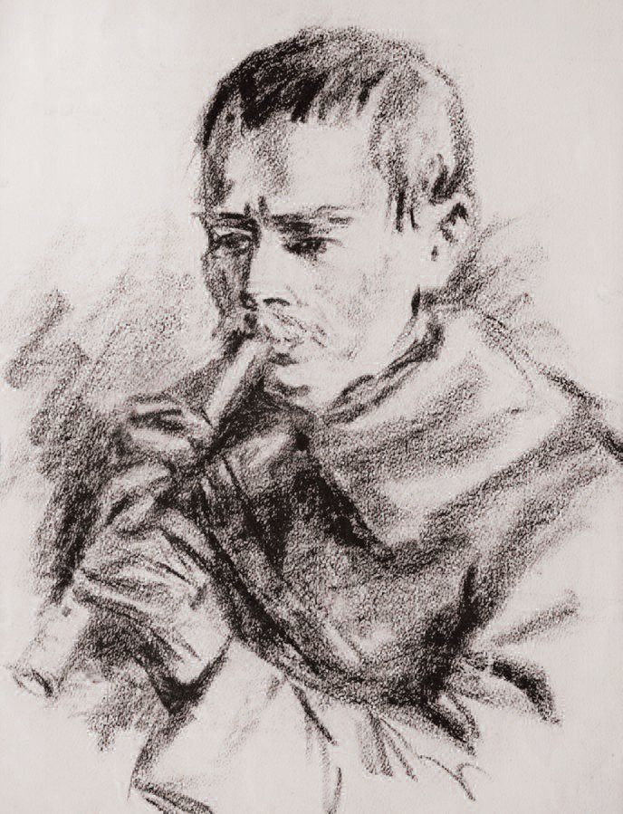 Balys With a Flute. Pencil on paper, 1940