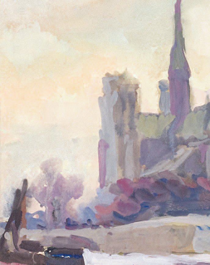 Notre-Dame Cathedral, Paris. Tempera on paper, 1930.